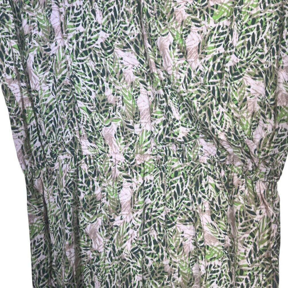 CAbi Dress Green Women's Size M Faux Wrap Elastic Waist Long Sleeve Green Tropic - Picture 8 of 12